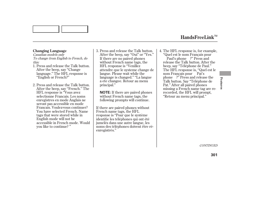 Handsfreelink | Acura 2007 MDX - Owner's Manual User Manual | Page 305 / 479