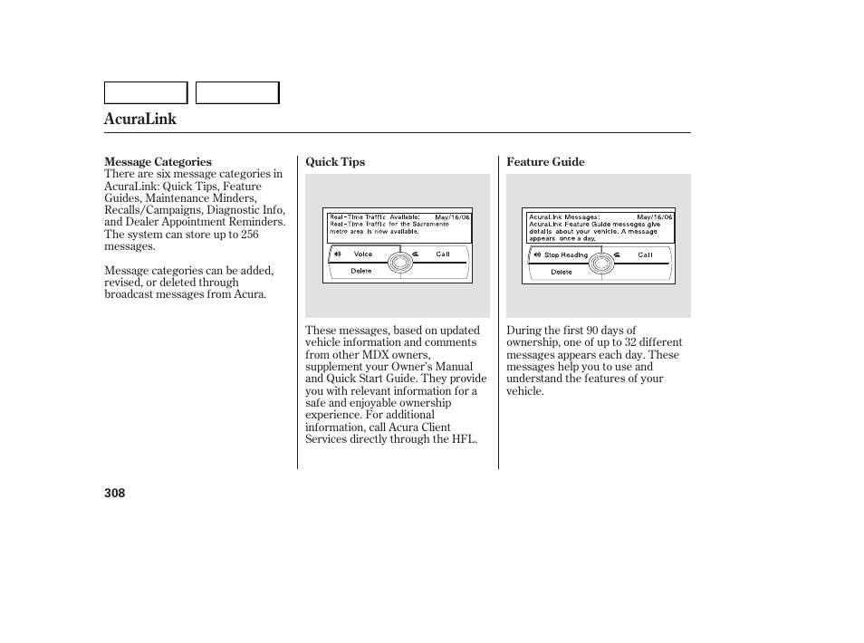 Acuralink | Acura 2007 MDX - Owner's Manual User Manual | Page 312 / 479