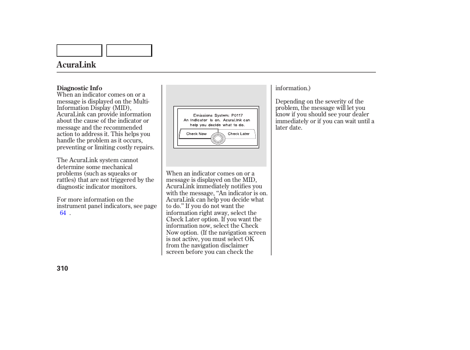 Acuralink | Acura 2007 MDX - Owner's Manual User Manual | Page 314 / 479