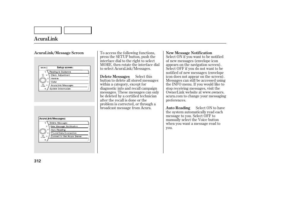 Acuralink | Acura 2007 MDX - Owner's Manual User Manual | Page 316 / 479