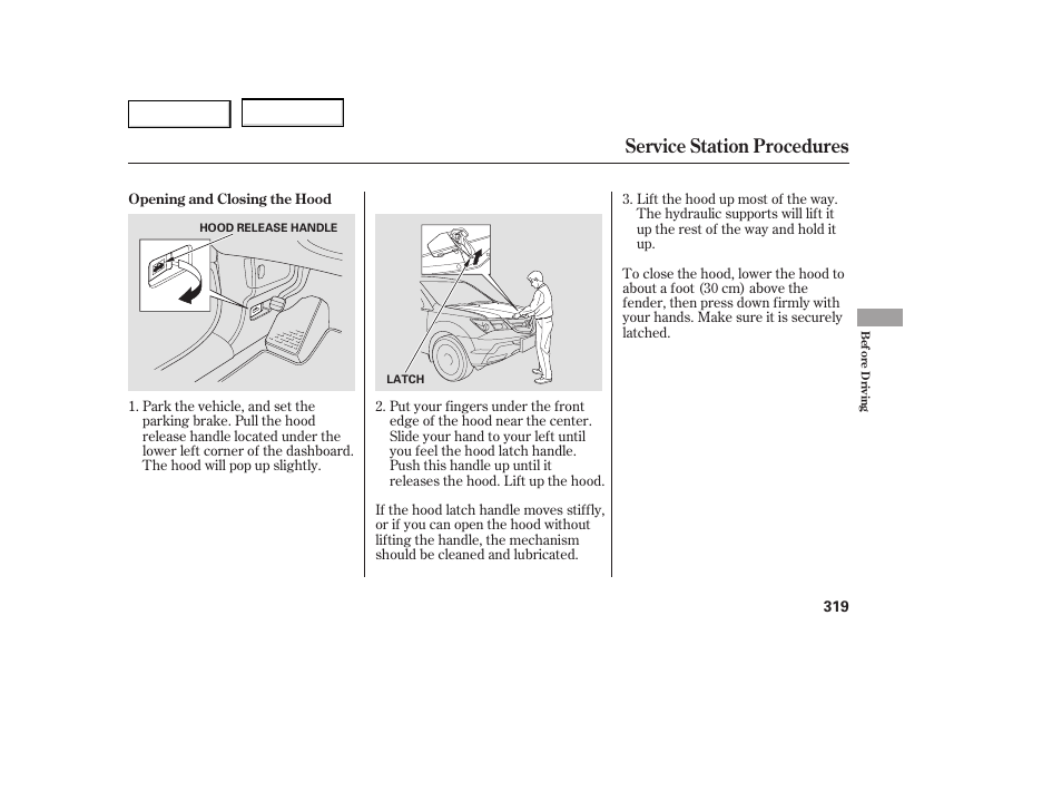 Service station procedures | Acura 2007 MDX - Owner's Manual User Manual | Page 323 / 479