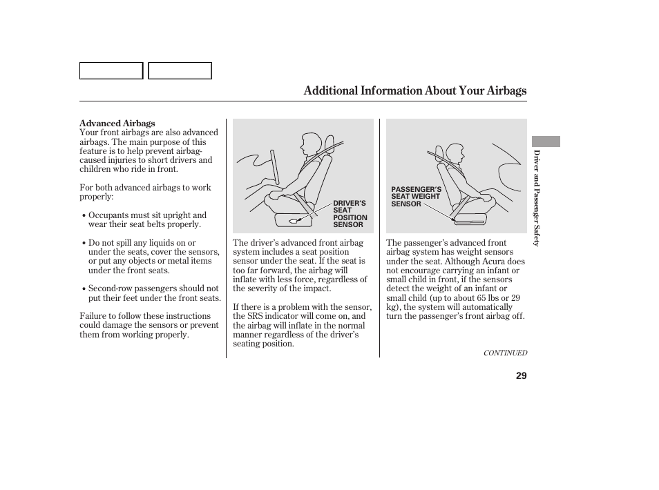 Additional information about your airbags | Acura 2007 MDX - Owner's Manual User Manual | Page 33 / 479