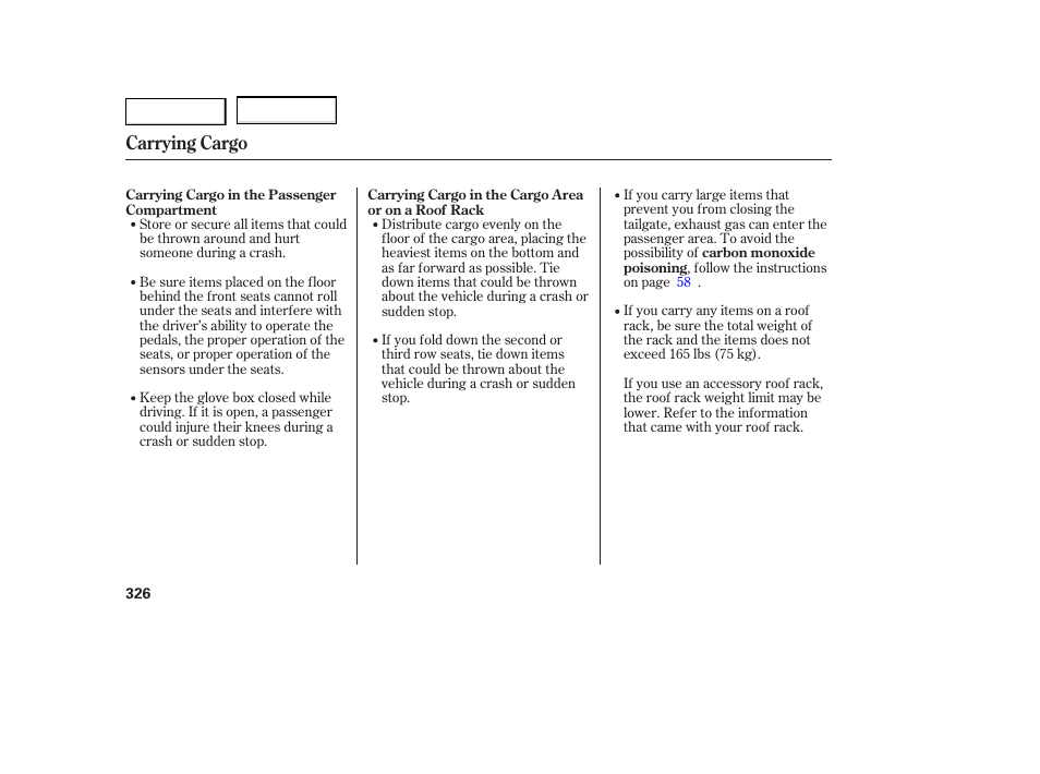 Carrying cargo | Acura 2007 MDX - Owner's Manual User Manual | Page 330 / 479