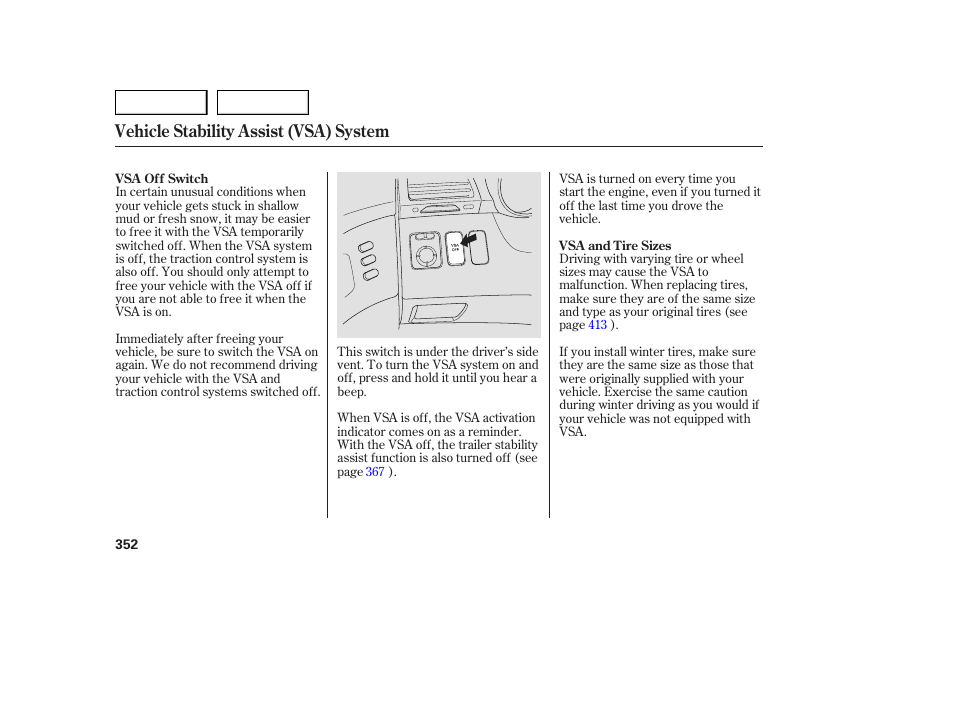 Vehicle stability assist (vsa) system | Acura 2007 MDX - Owner's Manual User Manual | Page 356 / 479