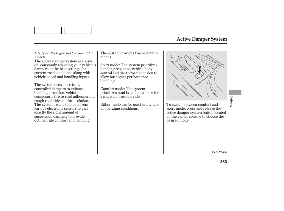 Active damper system | Acura 2007 MDX - Owner's Manual User Manual | Page 357 / 479