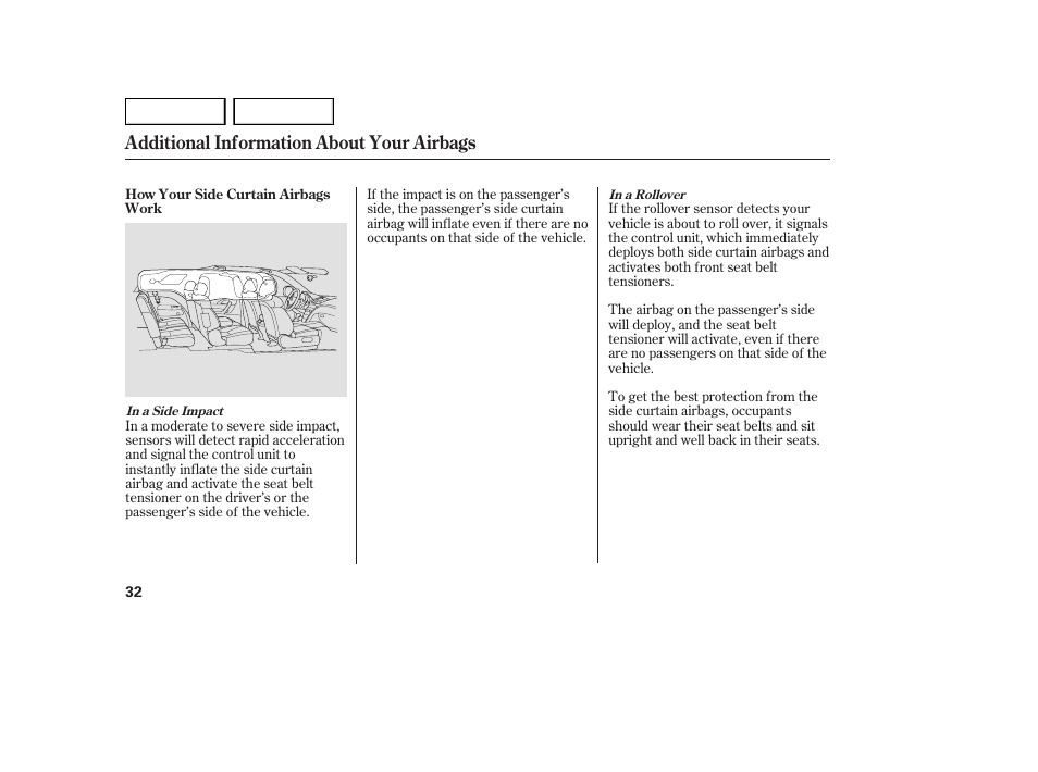 Additional information about your airbags | Acura 2007 MDX - Owner's Manual User Manual | Page 36 / 479