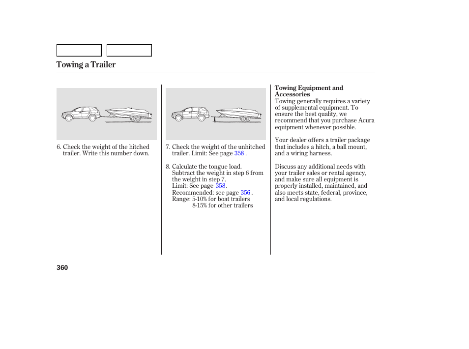 Towing a trailer | Acura 2007 MDX - Owner's Manual User Manual | Page 364 / 479