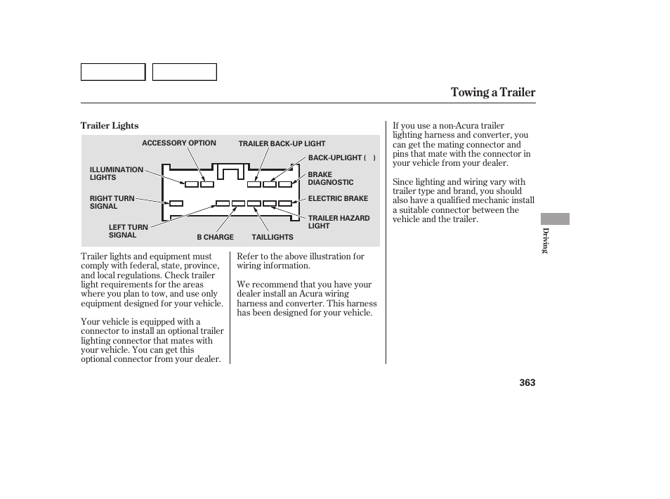 Towing a trailer | Acura 2007 MDX - Owner's Manual User Manual | Page 367 / 479