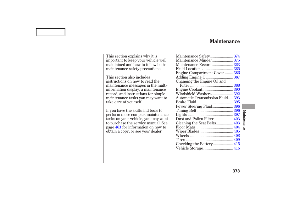 Maintenance | Acura 2007 MDX - Owner's Manual User Manual | Page 377 / 479