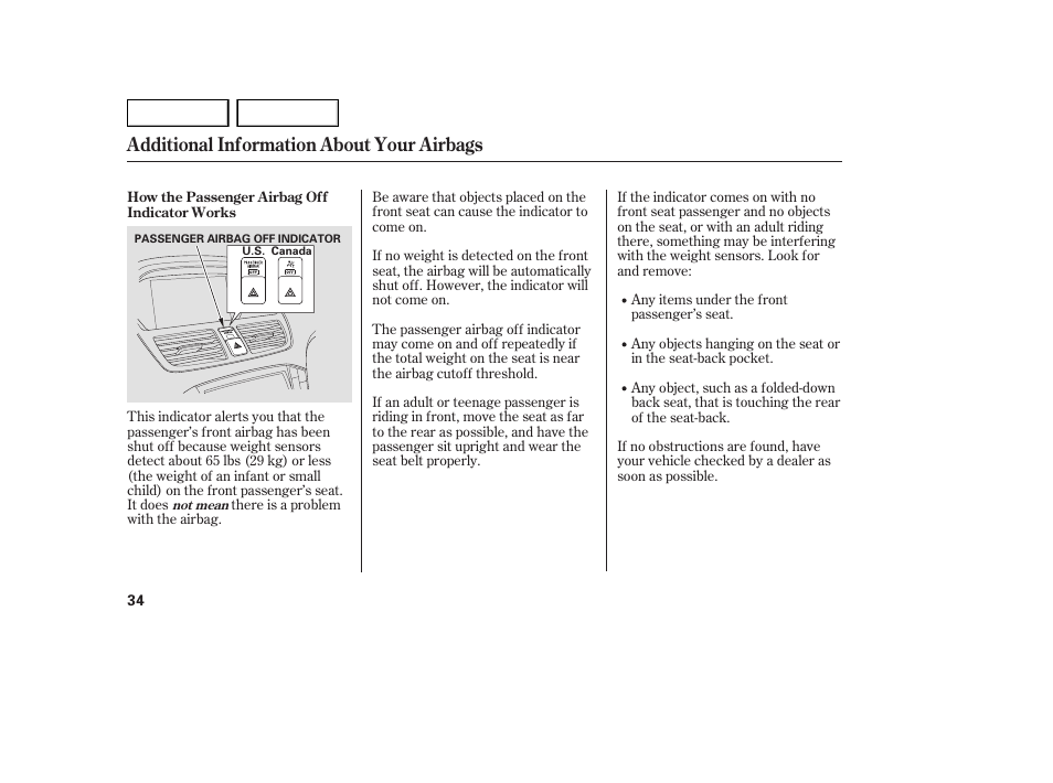 Additional information about your airbags | Acura 2007 MDX - Owner's Manual User Manual | Page 38 / 479