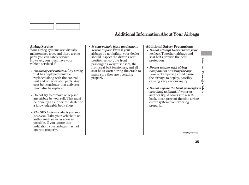 Additional information about your airbags | Acura 2007 MDX - Owner's Manual User Manual | Page 39 / 479