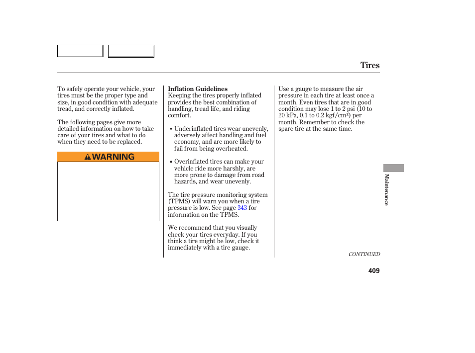 Tires | Acura 2007 MDX - Owner's Manual User Manual | Page 413 / 479