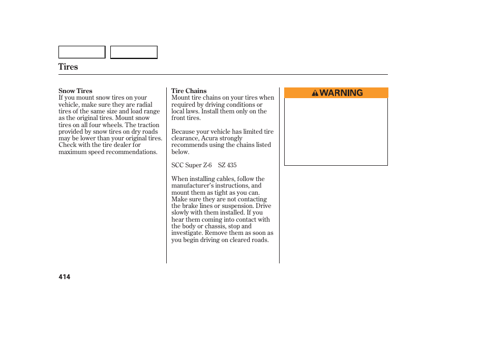 Tires | Acura 2007 MDX - Owner's Manual User Manual | Page 418 / 479