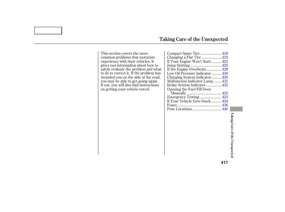 Taking care of the unexpected | Acura 2007 MDX - Owner's Manual User Manual | Page 421 / 479