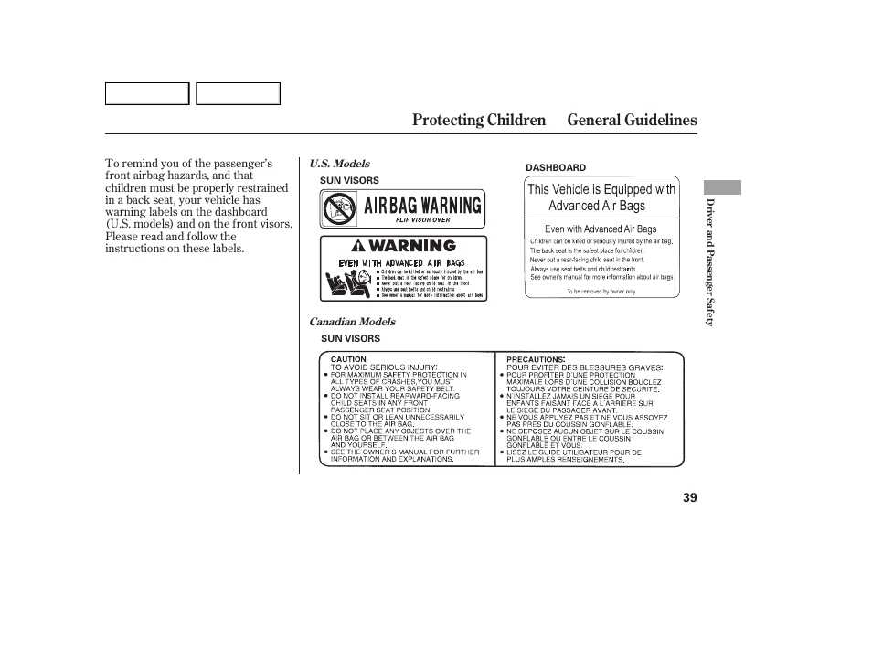 Protecting children general guidelines | Acura 2007 MDX - Owner's Manual User Manual | Page 43 / 479