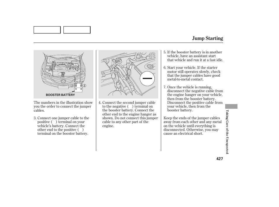 Jump starting | Acura 2007 MDX - Owner's Manual User Manual | Page 431 / 479