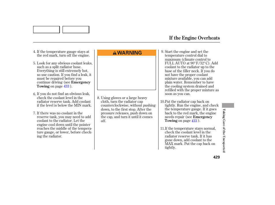 If the engine overheats | Acura 2007 MDX - Owner's Manual User Manual | Page 433 / 479