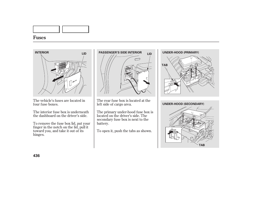 Fuses | Acura 2007 MDX - Owner's Manual User Manual | Page 440 / 479