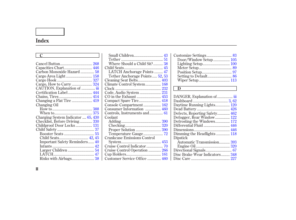 Index | Acura 2007 MDX - Owner's Manual User Manual | Page 470 / 479