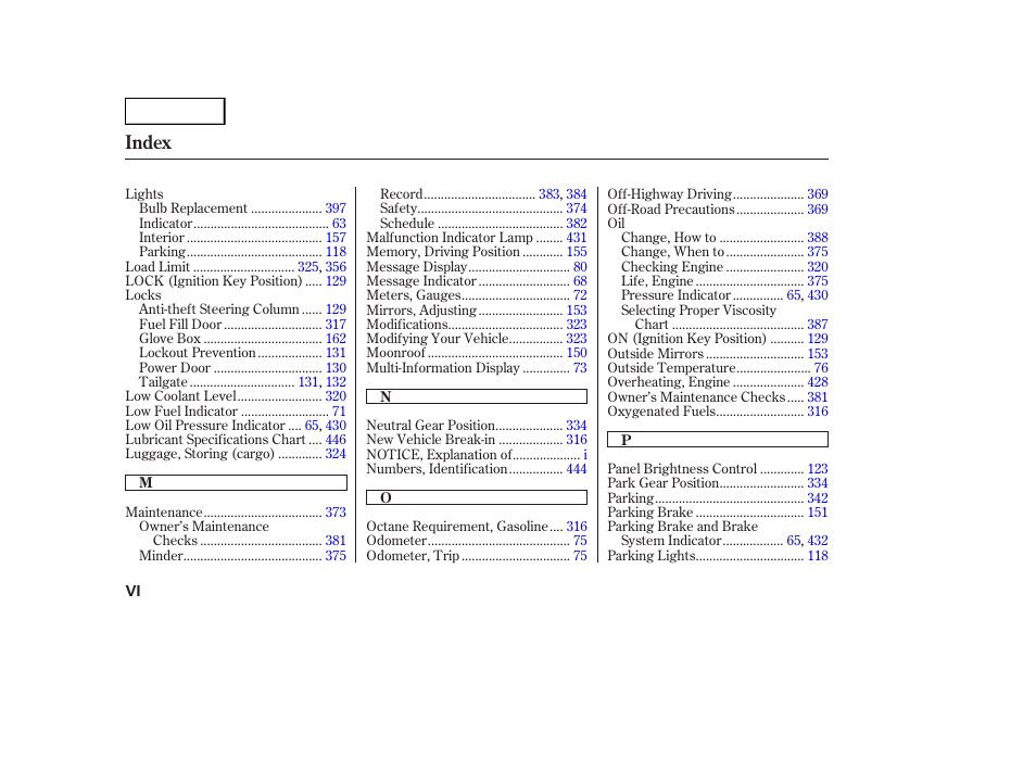 Index | Acura 2007 MDX - Owner's Manual User Manual | Page 474 / 479