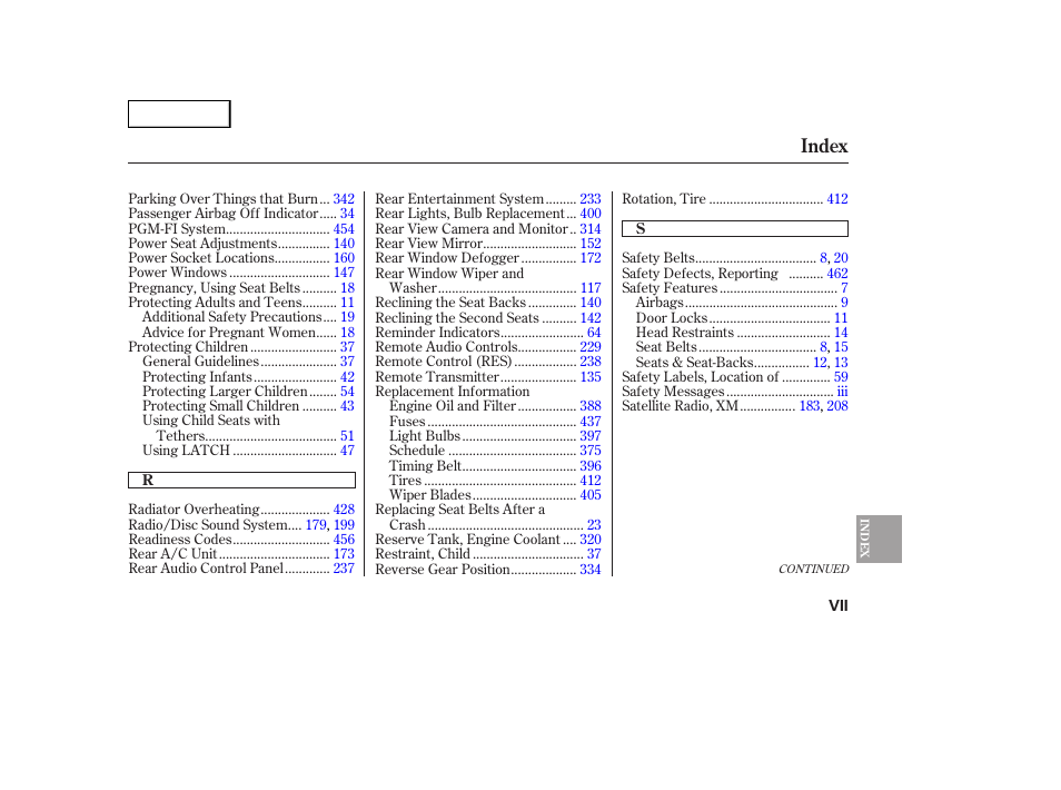 Index | Acura 2007 MDX - Owner's Manual User Manual | Page 475 / 479