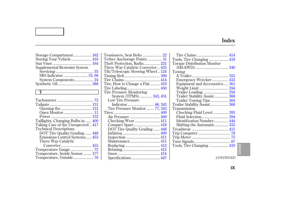 Index | Acura 2007 MDX - Owner's Manual User Manual | Page 477 / 479