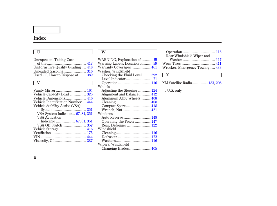 Index | Acura 2007 MDX - Owner's Manual User Manual | Page 478 / 479