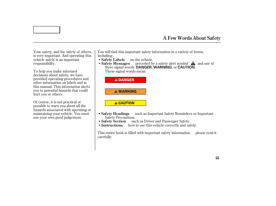 A few words about safety | Acura 2007 MDX - Owner's Manual User Manual | Page 5 / 479