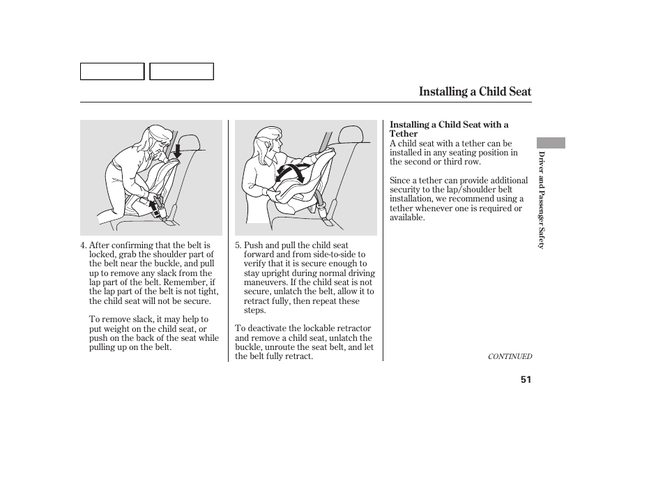 Installing a child seat | Acura 2007 MDX - Owner's Manual User Manual | Page 55 / 479