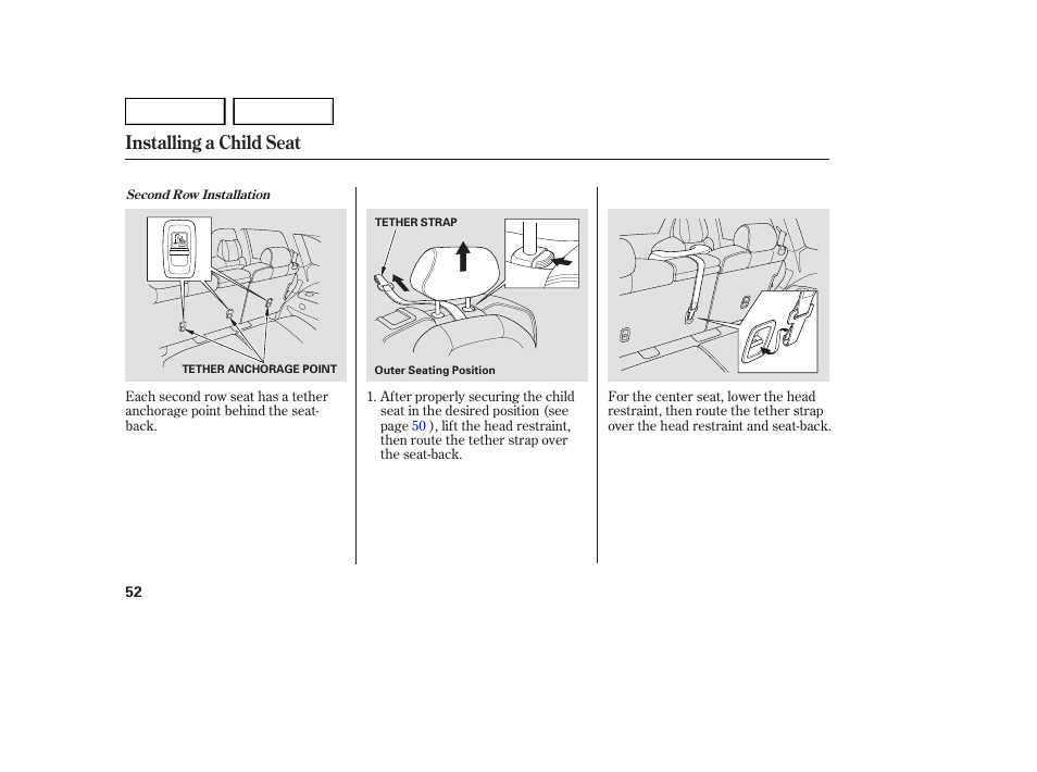 Installing a child seat | Acura 2007 MDX - Owner's Manual User Manual | Page 56 / 479