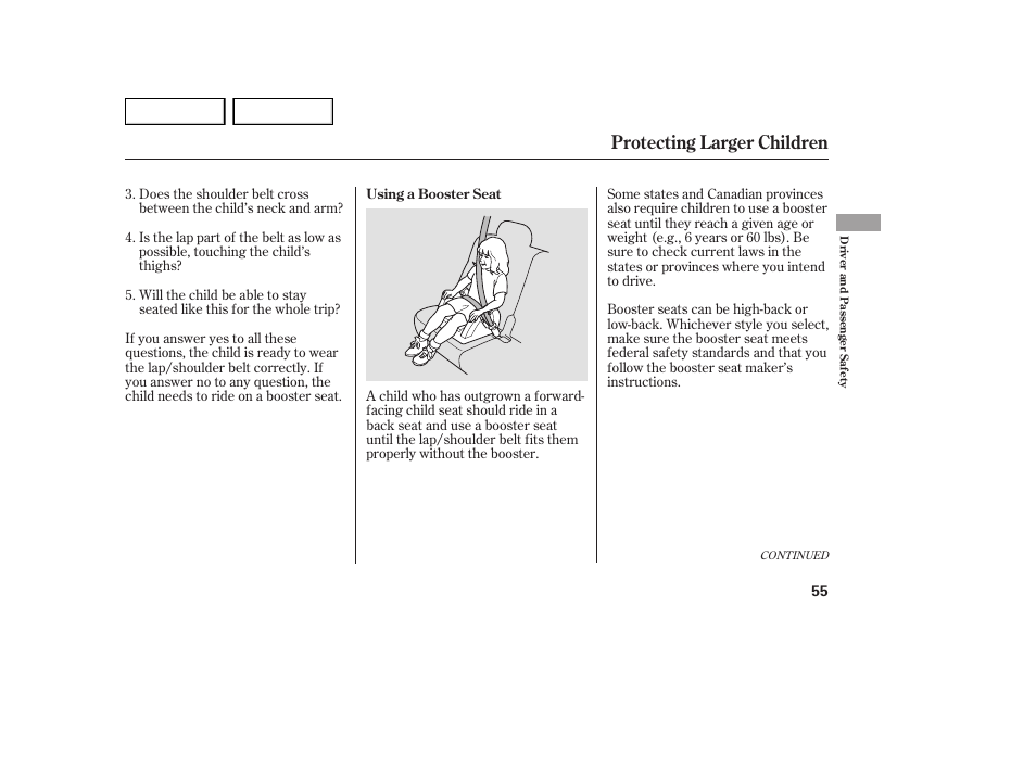 Protecting larger children | Acura 2007 MDX - Owner's Manual User Manual | Page 59 / 479