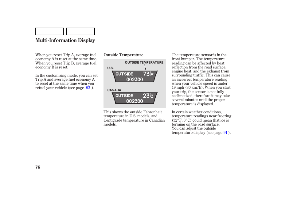 Multi-information display | Acura 2007 MDX - Owner's Manual User Manual | Page 80 / 479