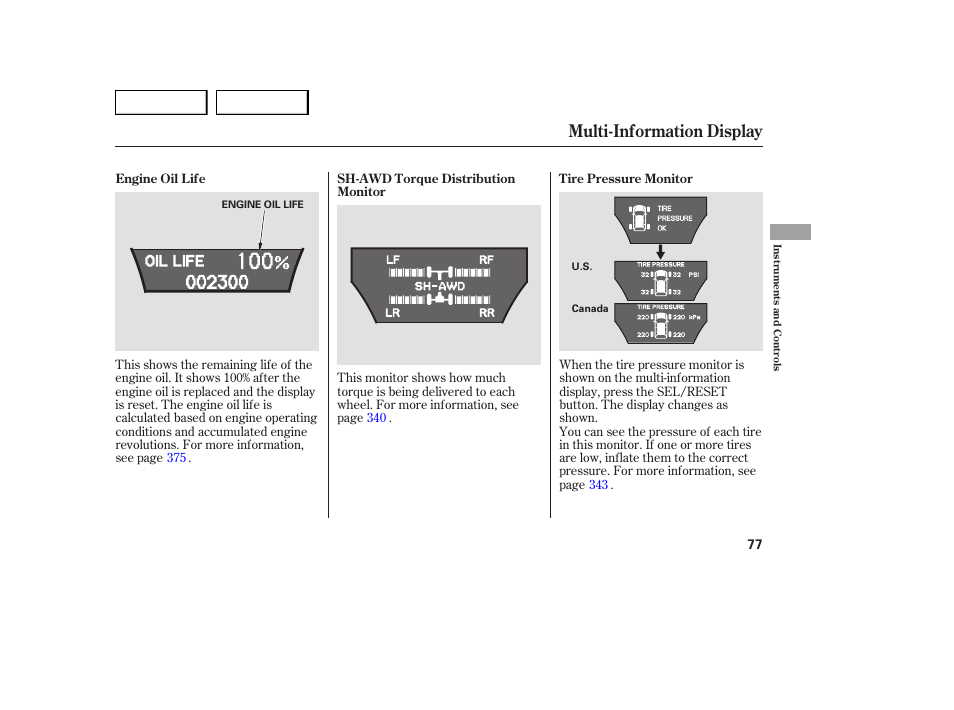 Multi-information display | Acura 2007 MDX - Owner's Manual User Manual | Page 81 / 479