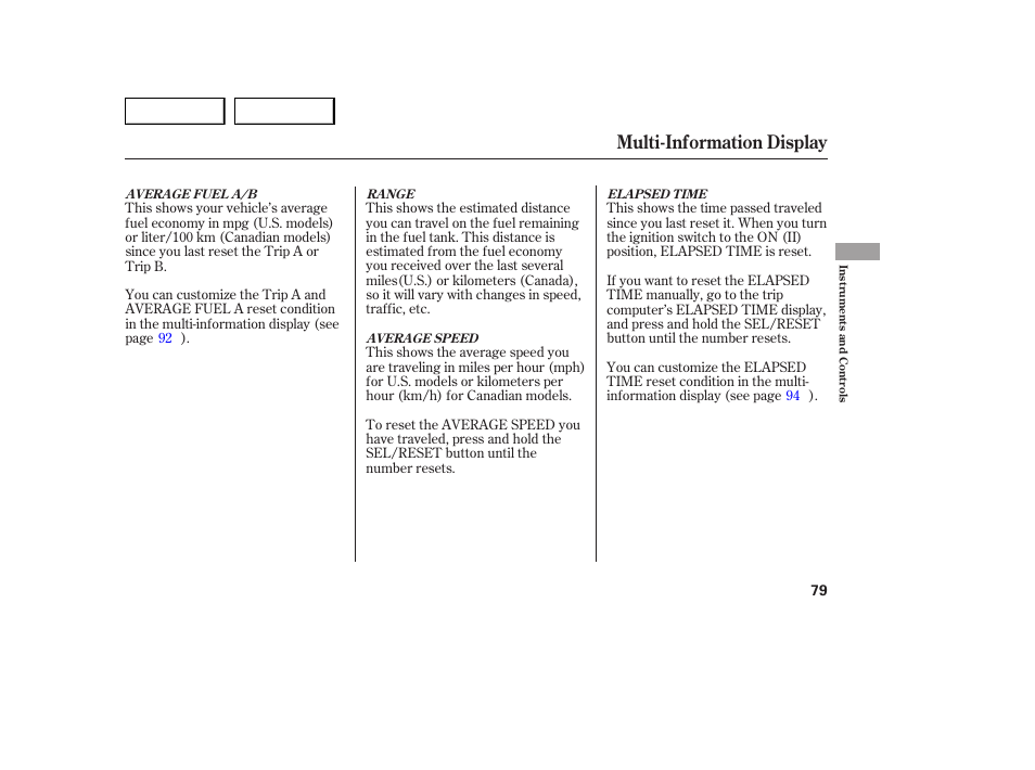 Multi-information display | Acura 2007 MDX - Owner's Manual User Manual | Page 83 / 479