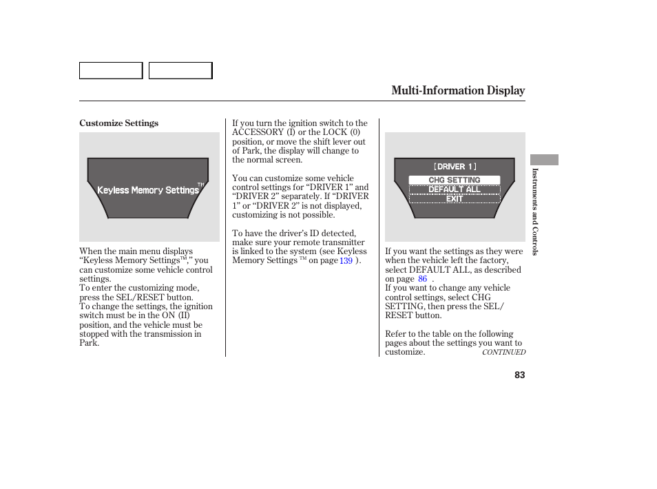 Multi-information display | Acura 2007 MDX - Owner's Manual User Manual | Page 87 / 479