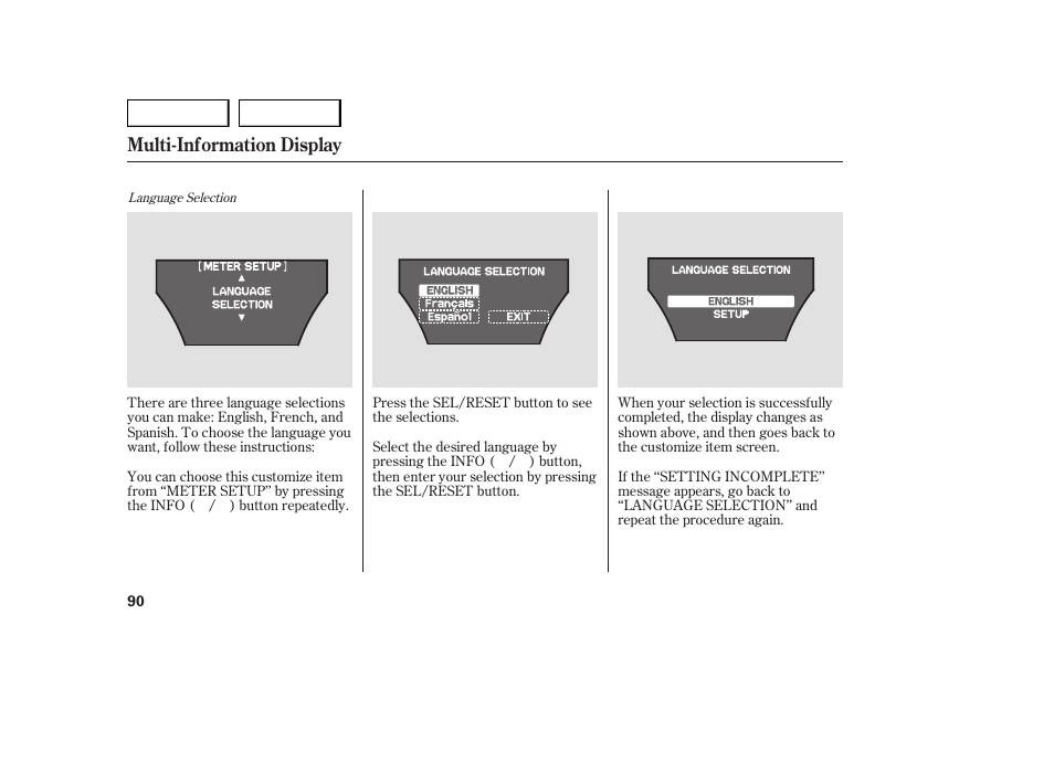 Multi-information display | Acura 2007 MDX - Owner's Manual User Manual | Page 94 / 479