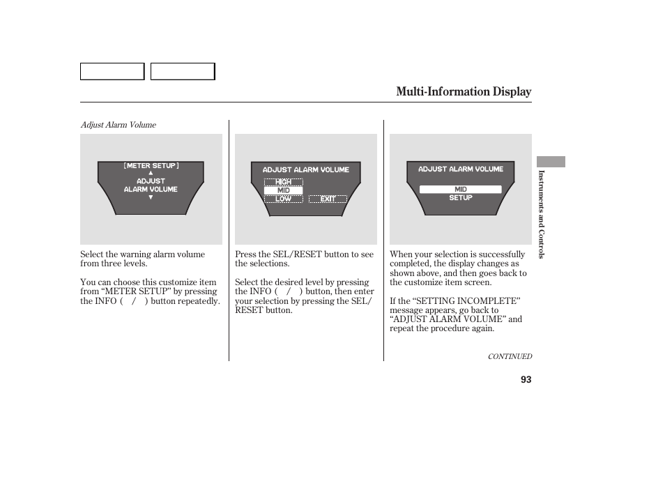 Multi-information display | Acura 2007 MDX - Owner's Manual User Manual | Page 97 / 479