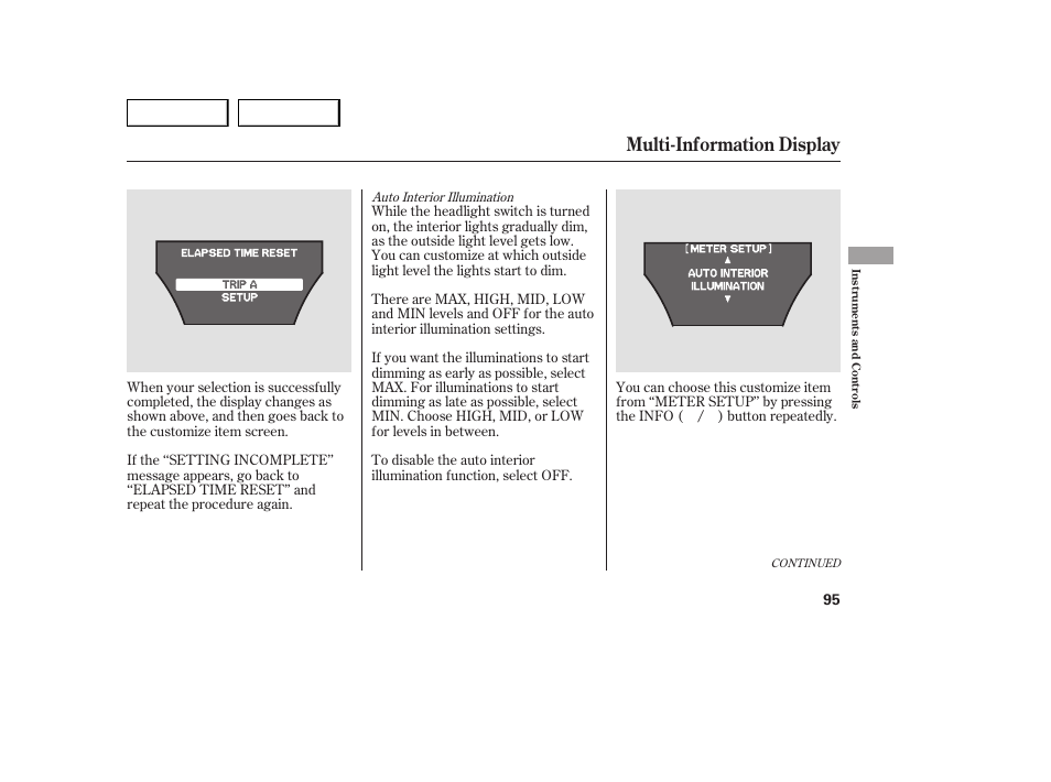 Multi-information display | Acura 2007 MDX - Owner's Manual User Manual | Page 99 / 479