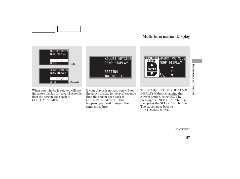 Multi-information display | Acura 2007 RDX - Owner's Manual User Manual | Page 101 / 442