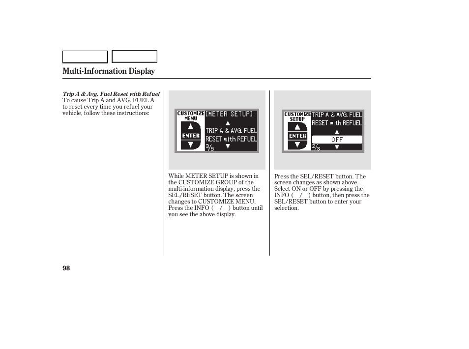 Multi-information display | Acura 2007 RDX - Owner's Manual User Manual | Page 102 / 442