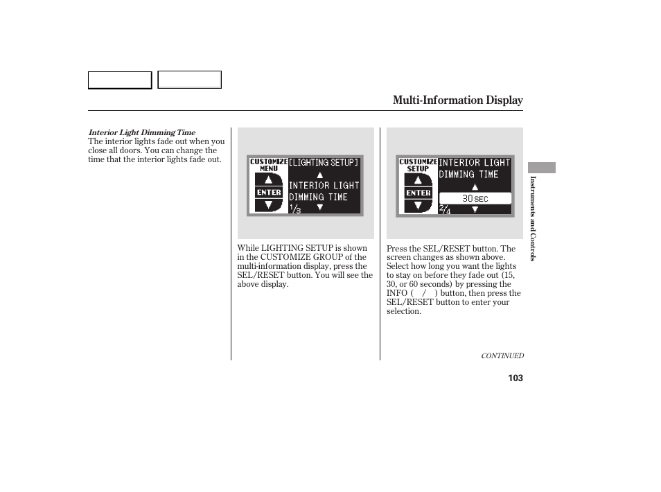 Multi-information display | Acura 2007 RDX - Owner's Manual User Manual | Page 107 / 442