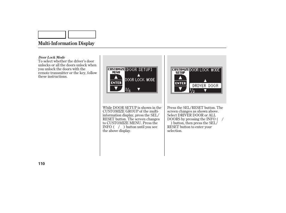 Multi-information display | Acura 2007 RDX - Owner's Manual User Manual | Page 114 / 442