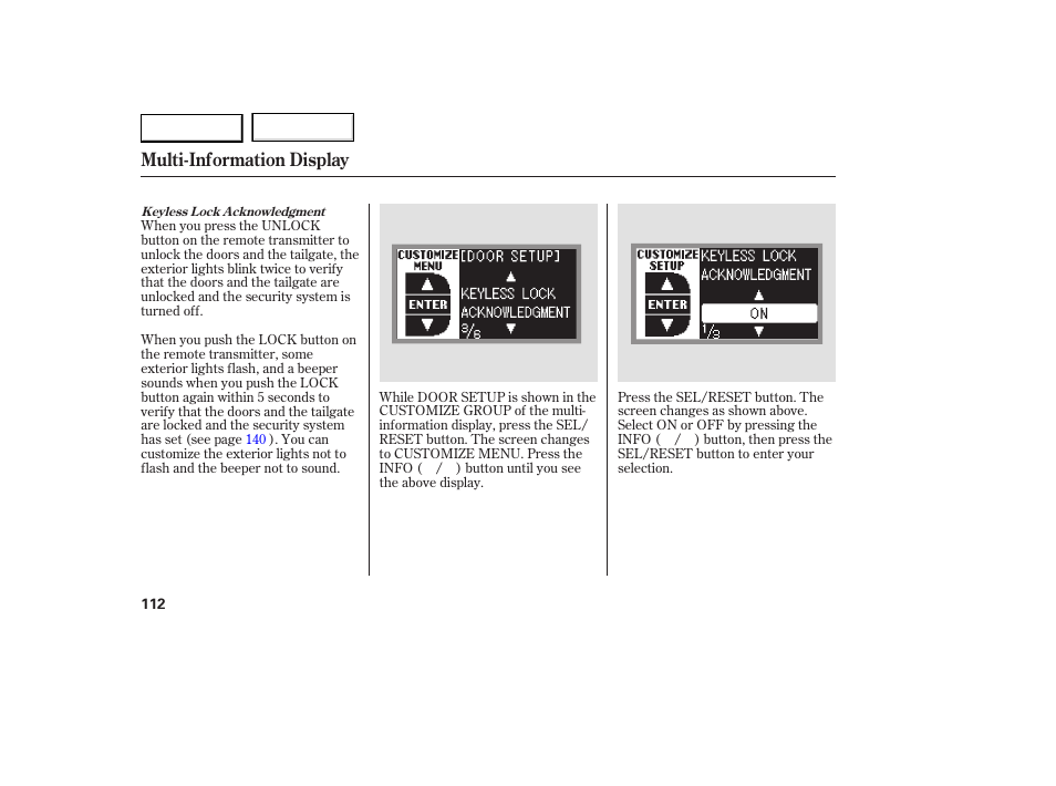 Multi-information display | Acura 2007 RDX - Owner's Manual User Manual | Page 116 / 442