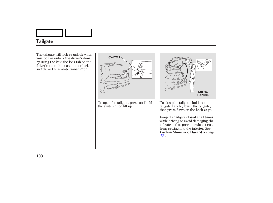 Tailgate | Acura 2007 RDX - Owner's Manual User Manual | Page 142 / 442
