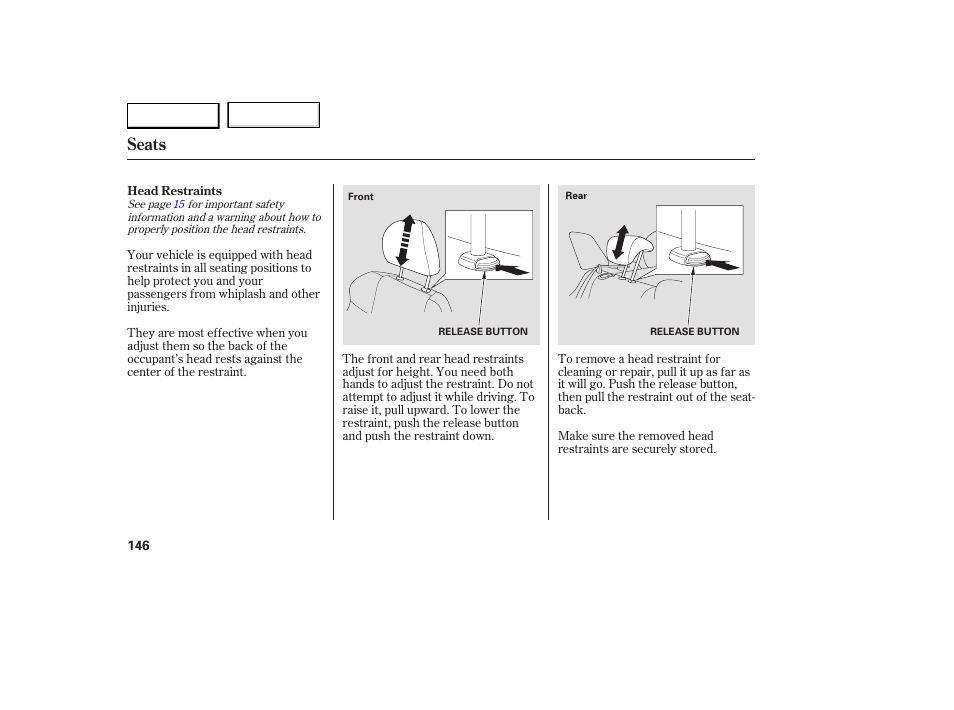 Ge ), Seats | Acura 2007 RDX - Owner's Manual User Manual | Page 150 / 442
