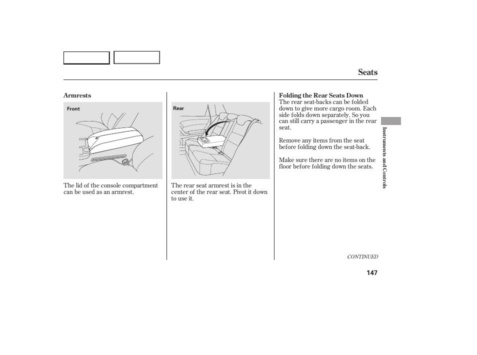 Seats | Acura 2007 RDX - Owner's Manual User Manual | Page 151 / 442