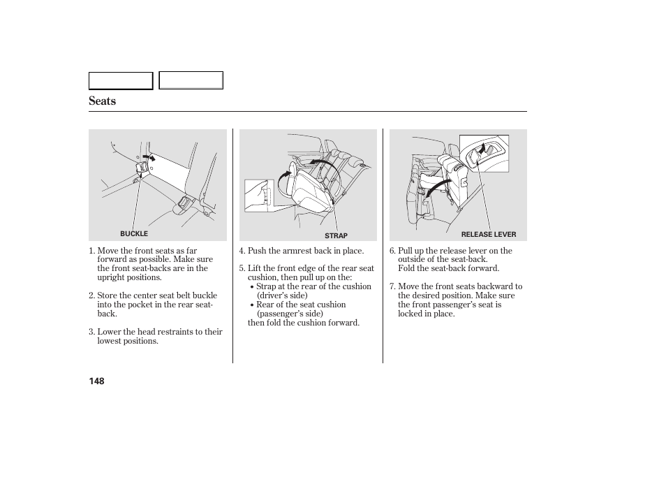 Seats | Acura 2007 RDX - Owner's Manual User Manual | Page 152 / 442