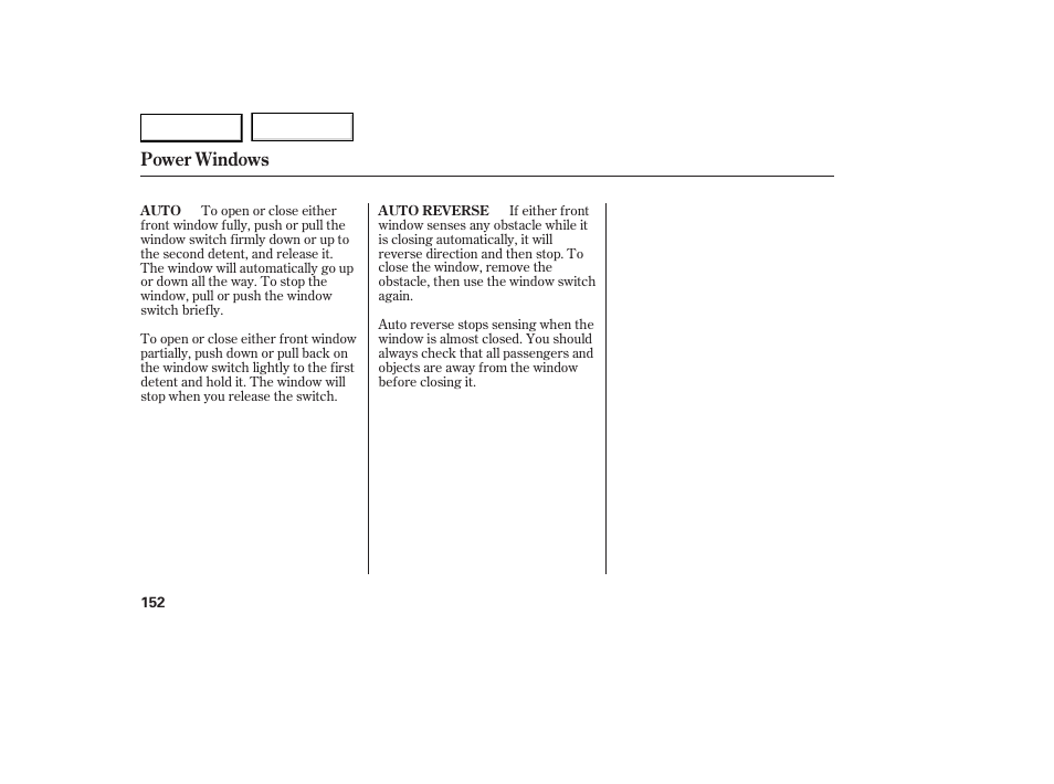 Power windows | Acura 2007 RDX - Owner's Manual User Manual | Page 156 / 442
