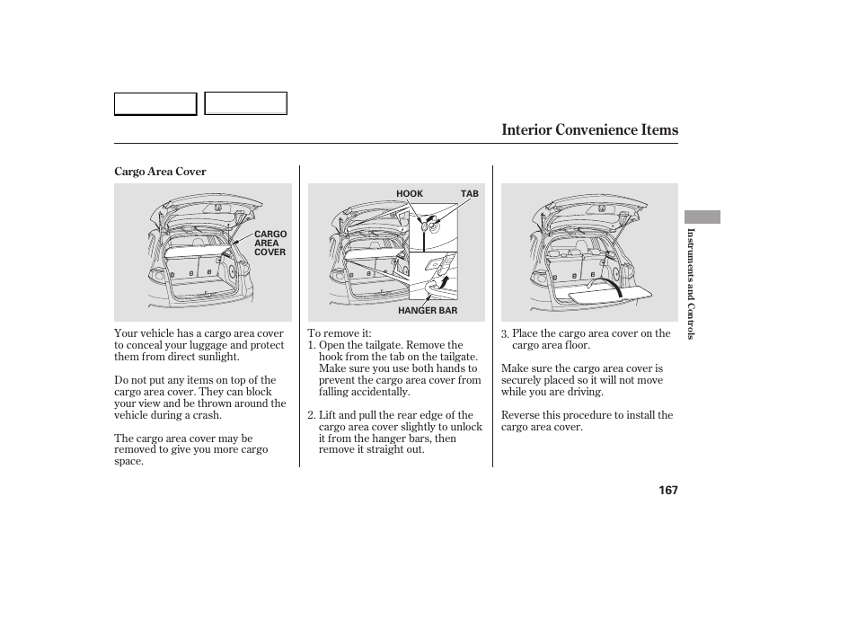 Interior convenience items | Acura 2007 RDX - Owner's Manual User Manual | Page 171 / 442
