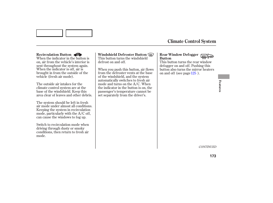 Climate control system | Acura 2007 RDX - Owner's Manual User Manual | Page 177 / 442